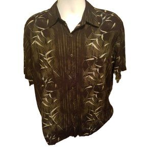 Mens Ivy Crew Classics Blue Green Hawaiian Shirt Leaves Jungle Viscose Rayon M